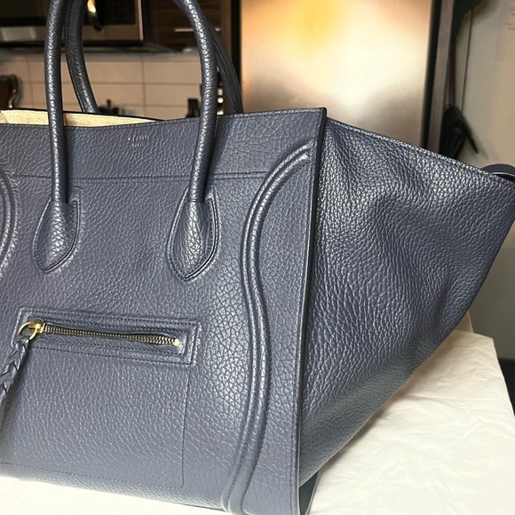 Celine Medium Navy Blue Leather Phantom Luggage Tote - Picture 15 of 16